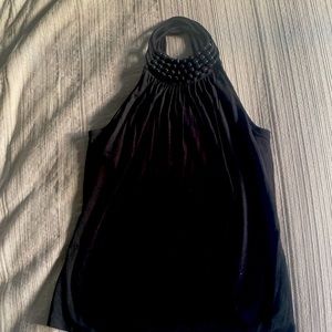 Michale Kors black beaded halter top with beautiful beads lining the neck